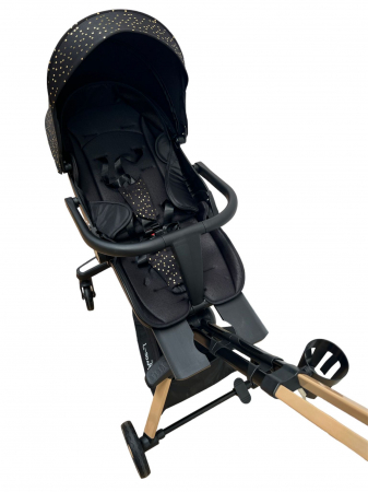 Carucior C2 Deluxe, reversibil, pliabil, cu lumini si muzica, Negru [15]