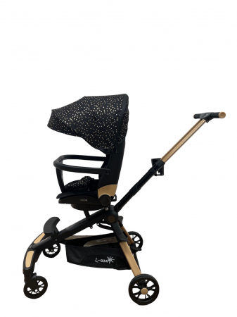 Carucior C2 Deluxe, reversibil, pliabil, cu lumini si muzica, Negru [10]