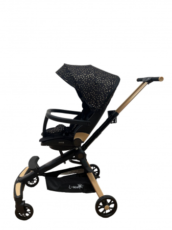 Carucior C2 Deluxe, reversibil, pliabil, cu lumini si muzica, Negru [6]