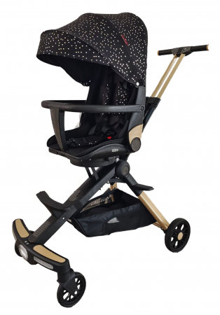 Carucior C2 Deluxe, reversibil, pliabil, cu lumini si muzica, Negru [5]