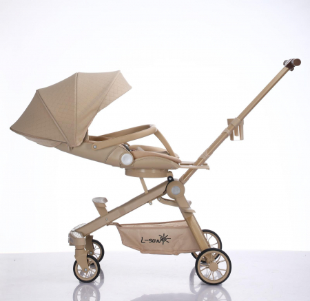 Carucior C2 Deluxe, reversibil, pliabil, cu lumini si muzica, Crem [2]