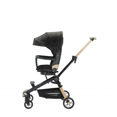 Carucior C2 Deluxe, reversibil, pliabil, cu lumini si muzica, Negru [2]