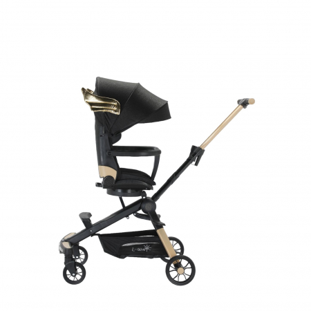 Carucioare sport - Carucior C2 Deluxe, reversibil, pliabil, cu lumini si muzica, Negru cu flori