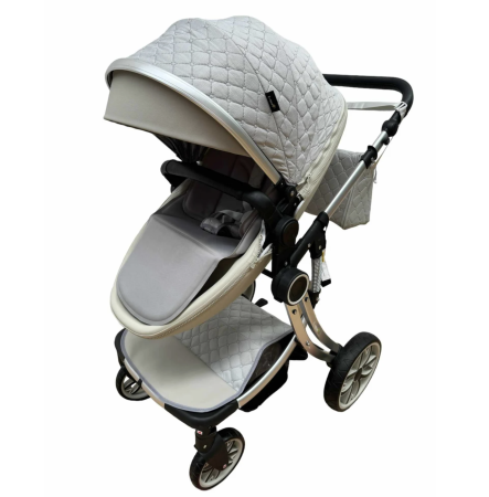 Carucioare 2 in 1 - Carucior Multifunctional 3 in 1, F1 Gri Forma de Ou Reversibil cu Scoica