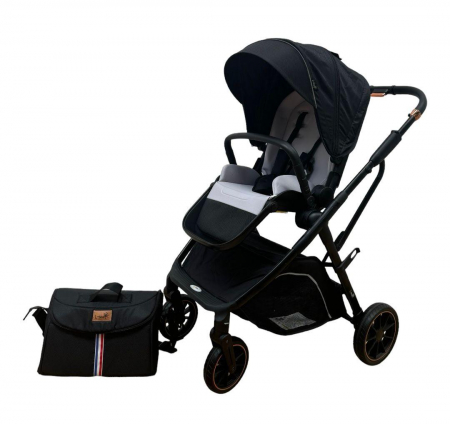 Carucior reversibil pliabil, cu husa picioare, 0-36 luni, C7 Negru [12]