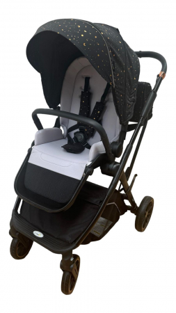 Carucior reversibil pliabil, cu husa picioare, 0-36 luni, C7 Negru cu auriu [10]
