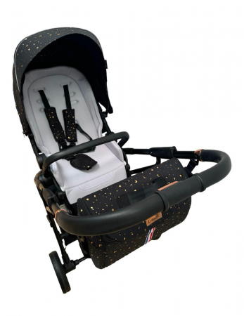 Carucior reversibil pliabil, cu husa picioare, 0-36 luni, C7 Negru cu auriu [16]