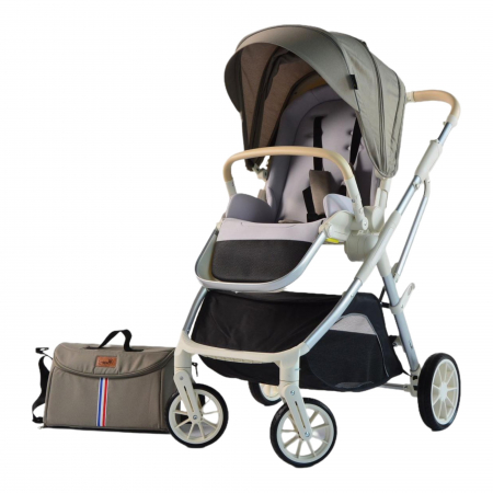 Carucioare copii - Carucior reversibil pliabil, cu husa picioare, 0-36 luni, C7 Verde