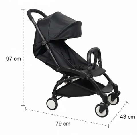 Carucior sport B508 negru, pliabil compact, 0-36 luni, 6.1 kg, reclinabil, cos depozitare [5]