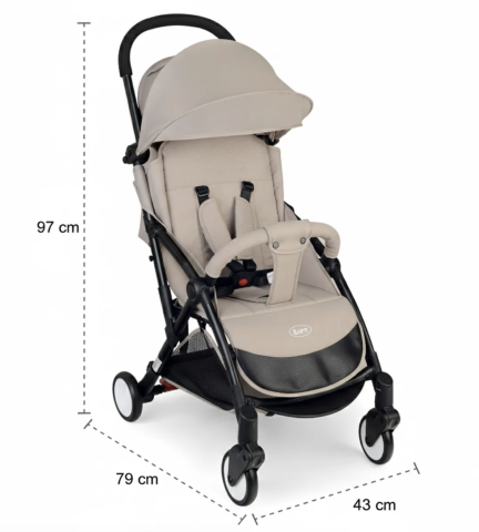 Carucior sport B508 crem, pliabil compact, 0-36 luni, 6.1 kg, reclinabil, cos depozitare - Copie [8]
