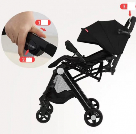 Carucior sport copii, pliere compacta pentru avion, cu sistem troller, C8 negru [6]