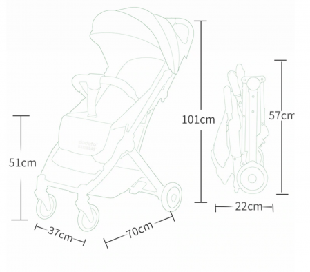 Carucior sport copii, pliere compacta pentru avion, cu sistem troller, C8 negru [9]