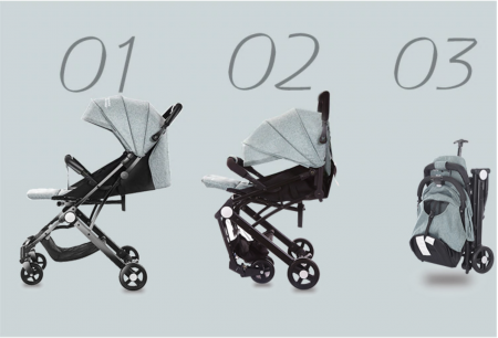 Carucior sport copii, pliere compacta pentru avion, cu sistem troller, C8 negru [15]