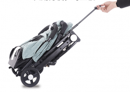 Carucior sport copii, pliere compacta pentru avion, cu sistem troller, C8 negru [14]