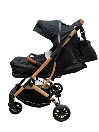 Cărucior sport cu geanta si husă pentru picioare, pliere rapidă tip troller, S2 Negru [10]