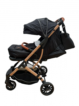 Cărucior sport cu geanta si husă pentru picioare, pliere rapidă tip troller, S2 Negru [9]