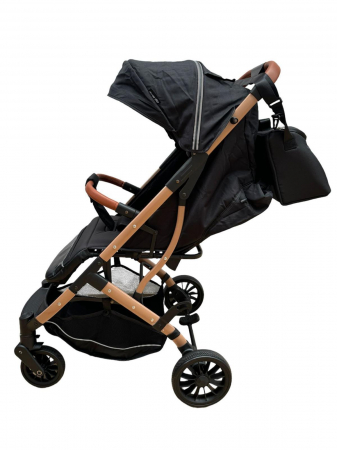 Cărucior sport cu geanta si husă pentru picioare, pliere rapidă tip troller, S2 Negru [4]