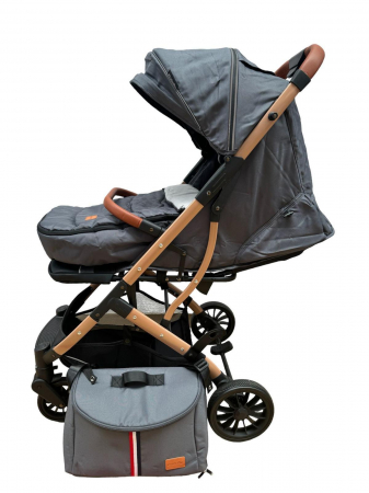 Cărucior sport cu geanta si husă pentru picioare, pliere rapidă tip troller, S2 Gri [8]