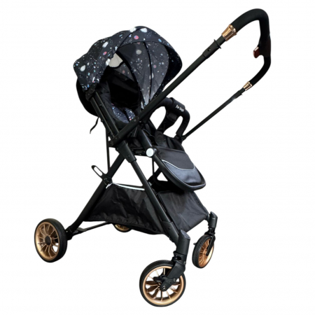 Carucioare copii - Carucior sport, cu maner reversibil, pliabil si troler, T700 For Angel, Negru cu imprimeu