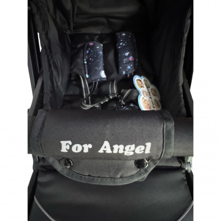 Carucior sport, cu maner reversibil, pliabil si troler, T700 For Angel, Negru cu imprimeu [19]