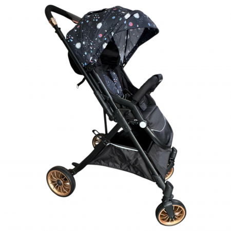 Carucioare copii - Carucior sport, cu maner reversibil, pliabil si troler, T700 For Angel, Negru cu imprimeu