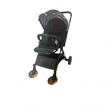 Carucior sport, cu maner reversibil, pliabil si troler, T700 For Angel, Negru cu imprimeu [26]