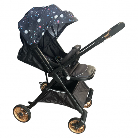 Carucior sport, cu maner reversibil, pliabil si troler, T700 For Angel, Negru cu imprimeu [2]