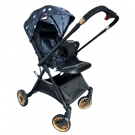 Carucior sport, cu maner reversibil, pliabil si troler, T700 For Angel, Negru cu imprimeu [9]