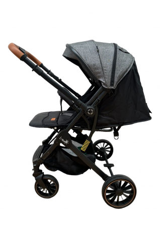 Carucioare copii - Carucior sport, cu maner reversibil, suspensii pe cadrul, pliabil, C1 Gri