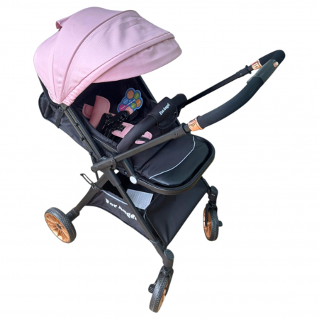 Carucioare copii - Carucior sport, cu maner reversibil, pliabil si troler, T700 For Angel, Roz cu Negru