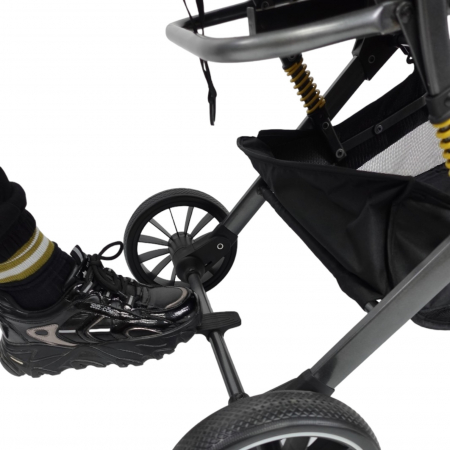 Carucior sport, cu maner reversibil, suspensii pe cadru, pliabil si troler, C1 Negru [27]