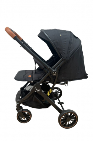Carucioare sport - Carucior sport, cu maner reversibil, suspensii pe cadru, pliabil si troler, C1 Negru