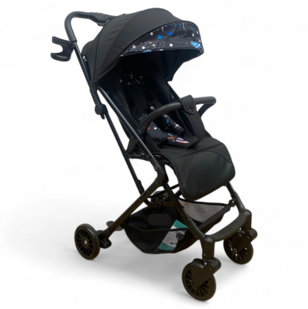 Carucioare sport - Carucior sport, cu suspensii, pliabil si troler, 309 Negru cu planete
