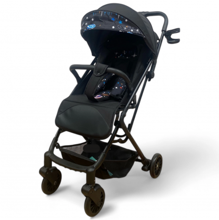 Carucioare sport - Carucior sport, cu suspensii, pliabil si troler, 309 Negru cu planete