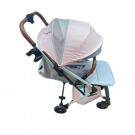 Carucioare copii - Carucior sport, cu suspensii, pliabil si troler, 309 Roz cu gri