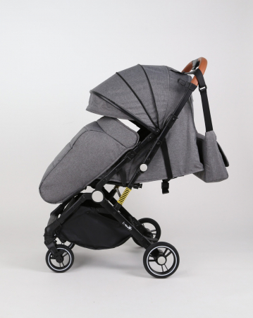 Carucior sport L-Sun, C6, Gri, pliabil tip troller, cu maner reversibil, husa de picioare si gentuta [4]