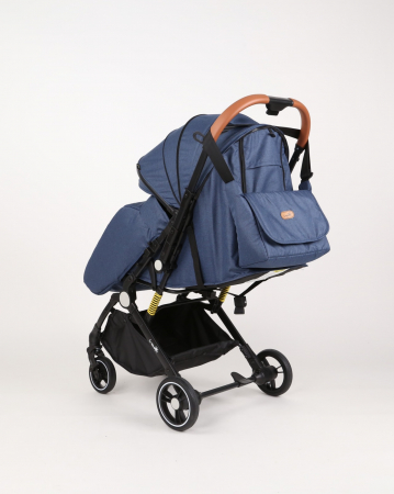 Carucior sport L-Sun, C6, Albastru, pliabil tip troller, cu maner reversibil, husa de picioare si gentuta [12]