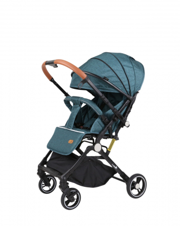 Carucioare copii - Carucior sport L-Sun, C6, Verde, pliabil tip troller, cu maner reversibil, husa de picioare si gentuta