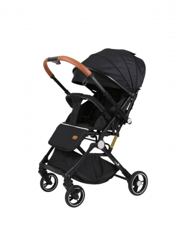 Carucioare copii - Carucior sport L-Sun, C6, Negru, pliabil tip troller, cu maner reversibil, husa de picioare si gentuta