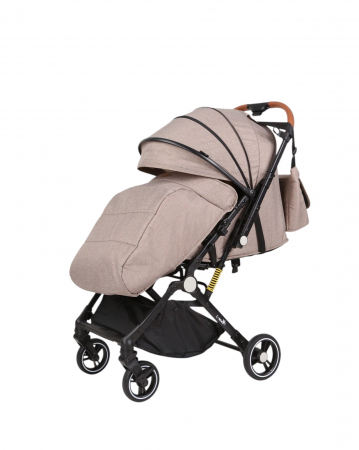 Carucioare copii - Carucior sport L-Sun, C6, Crem, pliabil tip troller, cu maner reversibil, husa de picioare si gentuta