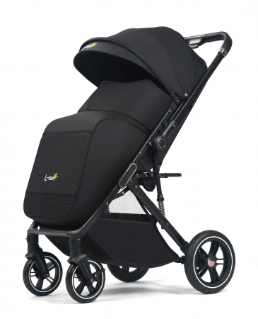 Carucioare copii - Carucior sport Q1, Negru, cu maner reversibil, pozitie de somn, pliabil, cu husa si geanta