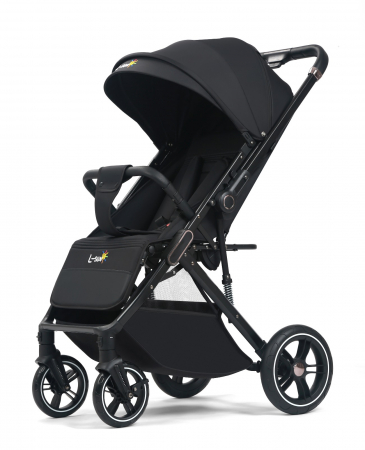 Carucior sport Q1, Negru, cu maner reversibil, pozitie de somn, pliabil, cu husa si geanta [2]