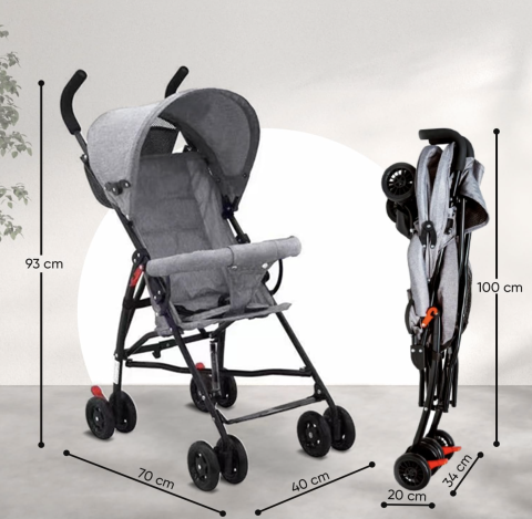 Carucior sport S101 gri, ultra usor 4 kg, pliabil tip troller, 6-36 luni [4]