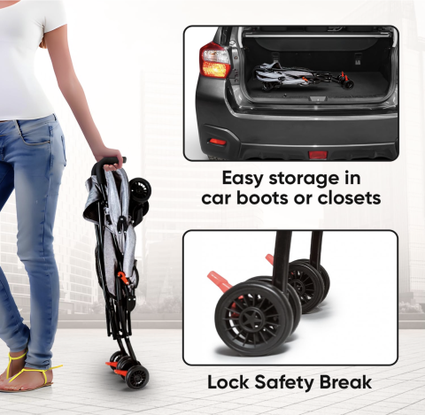 Carucior sport S101 gri, ultra usor 4 kg, pliabil tip troller, 6-36 luni [5]