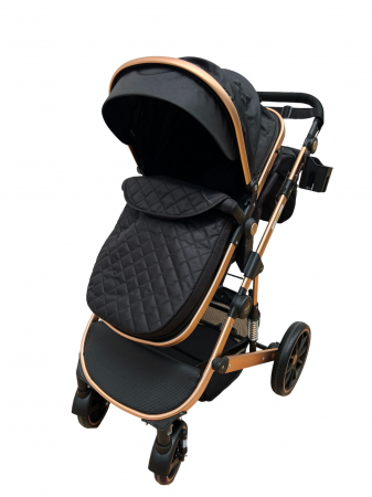Carucioare 2 in 1 - Carucior T1, 2 in 1, cu suspensii, reversibil, cu geanta, negru