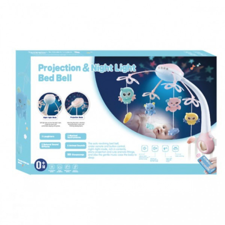 Carusel cu 516 sunete, telecomanda si proiectii Bufnita Inteleapta - bleu pastel [2]
