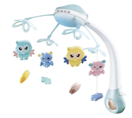 Carusel cu 516 sunete, telecomanda si proiectii Bufnita Inteleapta - bleu pastel [5]
