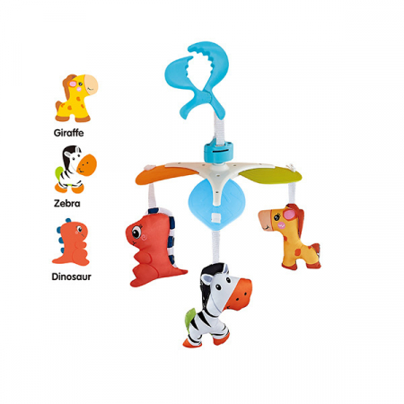 Carusele, proiectoare, lampi de veghe - Carusel mobil cu 3 figurine, pentru patut sau carucior, Bedside Bell, albastru
