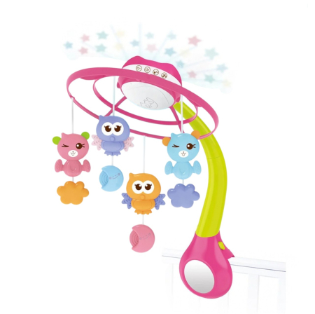 Carusel muzical cu proiectii, Bluetooth, incarcare USB, Bed Bell roz [2]