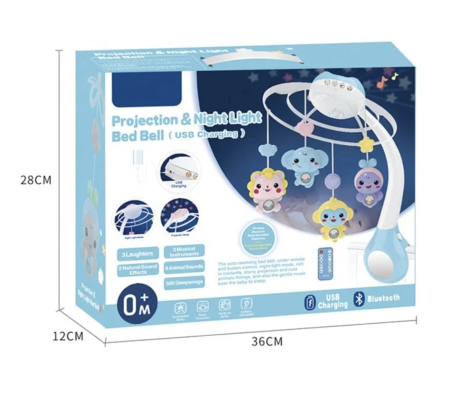 Carusel muzical cu proiectii, Bluetooth, incarcare USB, Bed Bell roz [5]